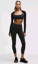 Lululemon Wunder Train HR Crop. 23" With Pockets. UK Size 10 (US 6) Black