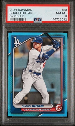 2024 BOWMAN SKY BLUE #33 SHOHEI OHTANI 57/499 PSA 8