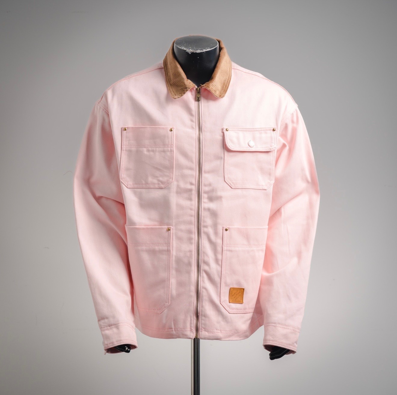 Louis Vuitton giacca rosa velluto a coste colletto zip davanti