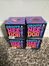 Needoh Groovy Jewel Diamond 1.25 Pink Purple Sparkly Squishy Toy Set Of 4