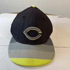 Cincinati Reds New Era Hat Adjustable Black Neon 9 Fifty *See Pics Strap Trimmed