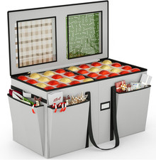 Christmas Ornament Storage Box with 8 Trays, Christmas Storage Container for 128