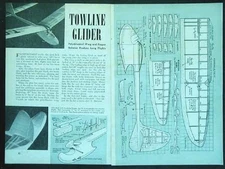 Towline Glider 36" wingspan 1946 How-To build PLANS 4 minute flights