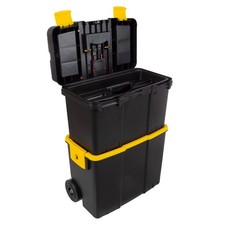 Portable Tool Box with Wheels - Stackable 2-in-1 Tool Chest with Fold-Down Co...