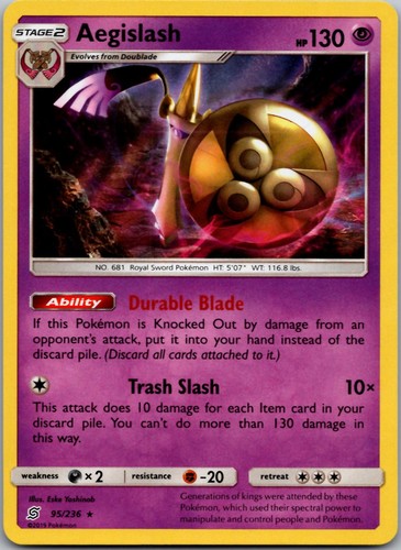 Aegislash 95/236 Rare Unified Minds Pokemon Reverse Holo Near Mint