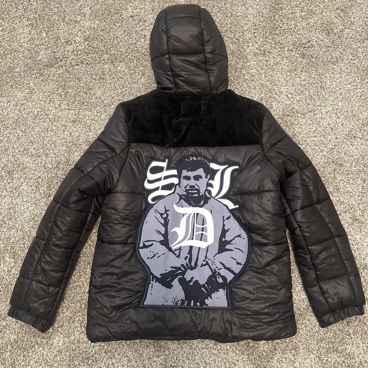 Skysdalimit SDL Chapo Black Hooded Puffer Jacket Men's Size Medium