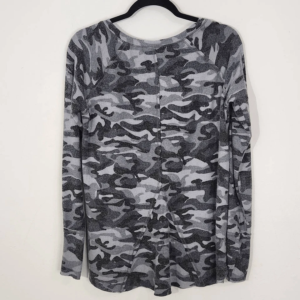 Michael Stars Gray Camo Knit Top Size Small Camouflage Long-sleeve Soft Knit Top - Изображение 4 из 4