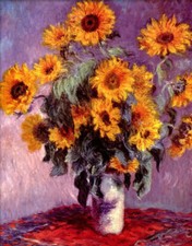 Claude Monet Sunflowers A3 CANVAS PRINT 18"X 12" poster