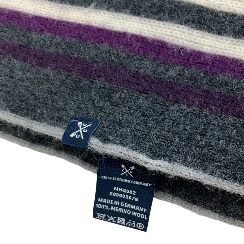 Crew Clothing Striped 100% Merino Wool Multicoloured Grey Purple Mens Scarf Used - Image 2 of 4