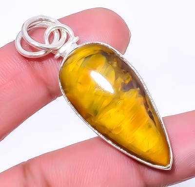 Nellite - Aka Honey Stone 925 Sterling Silver Pendant 1.95'' P1806-59