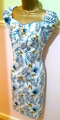 JOE BROWNS New Multi Palm Print Bodycon Pencil Dress Wedding/Holiday 12  NWOT | eBay UK