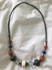 Chunky Glass Bead Multicolor Single Strand Necklace Whimsical Boho Chic EUC!