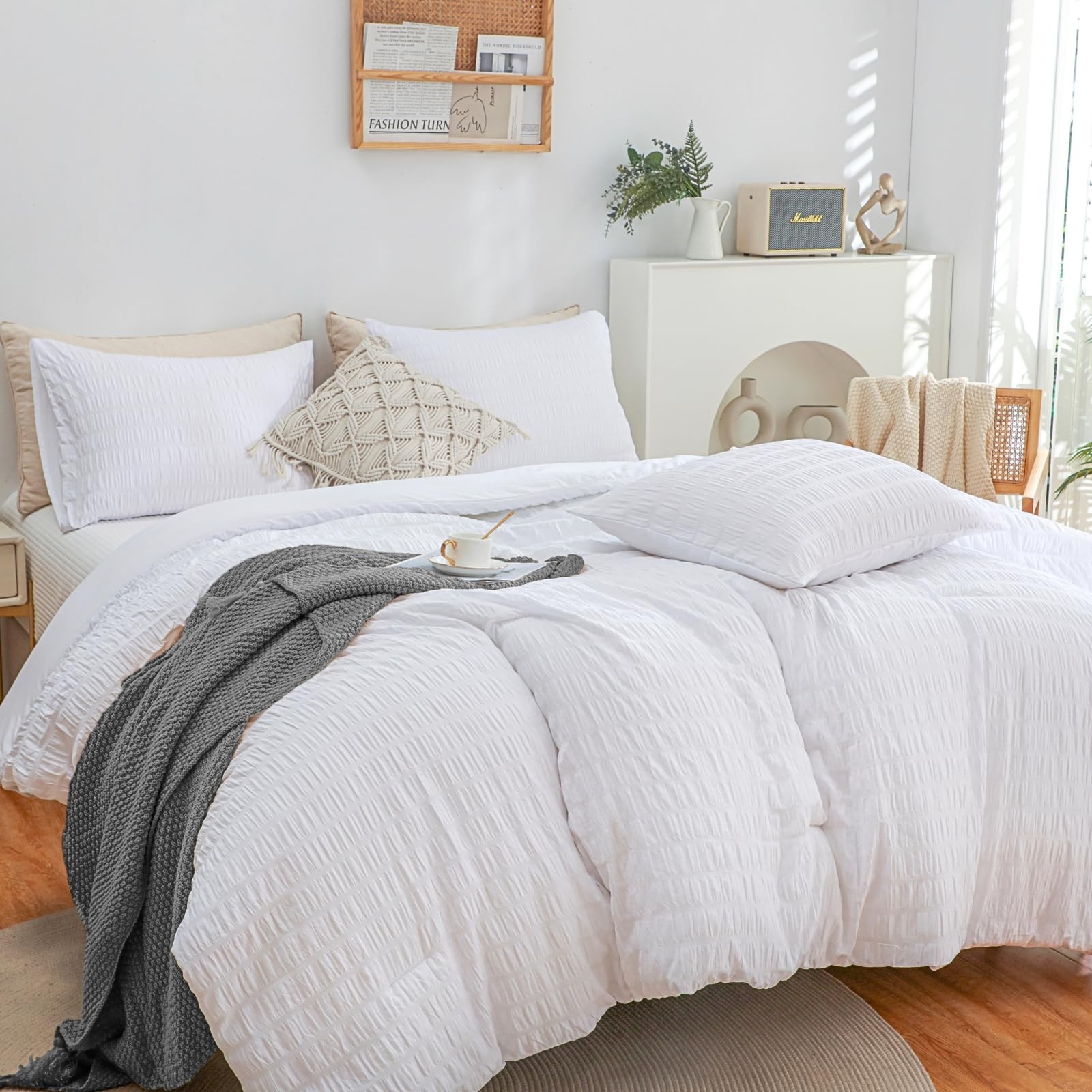 HAOWANER Healthy White Comforter Set Queen,90