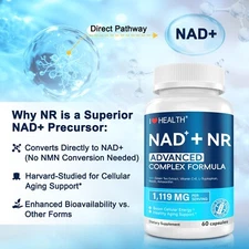NAD+ Supplement for Anti-Aging Energy Focus & Nicotinamide Riboside Resveratrol