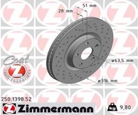 Zimmermann 2X Bremsscheibe Vorne Ø316 InnenbelüFtet Gelocht FüR Ford S-Max