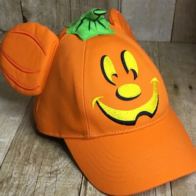 Mickey Pumpkin Light Up Snapback Baseball Hat Disney Park 