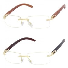 Men's Elegant Sophisticated Square Gold Rimless Frame Clear Lens Eye Glasses NEW