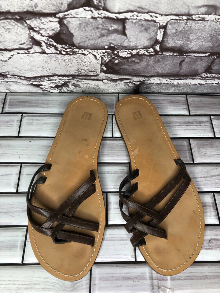 Босоножки GAP оливковый коричневый кожаный носок туфли на плоской подошве скрытый каблук женские размер 8 М США/39 ЕС - Изображение 2 из 4