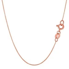 14k Real Solid Gold Box Style Chain Necklace, 0.45mm (20 Inches, Rose Gold)