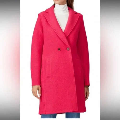 J Crew Daphne Topcoat Womens 4 Pink Bright Rose Italian Boiled Wool Jacket - Picture 3 of 10