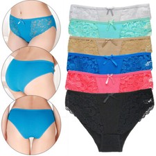 Pack of 6 Womens Knickers Underwear Ladies Lace Panties Seamless Briefs Pants