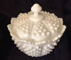 Vintage Fenton Hobnail Milk Glass candy dish - Fenton marking on bottom