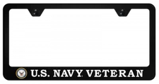 US Navy Veteran Logo Black Polycarbonate License Plate Frame Official Licensed