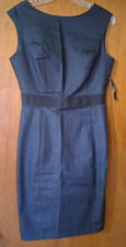 New York Company Sleeveless Knee Length Lined Shift Career Dress Blue Size S