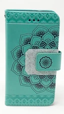 Sea Green Floral 6G Cell Phone Case/Wallet With Magnetic Snap & Carry Strap
