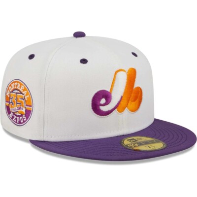 New Era Montreal Expos Grape Lolli 5950 Hat 35th Ann Patch Size 7 1/8 Purple UV