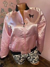 Spirit Women’s Pink Satin Jacket Black Sequins Poodle Size Small