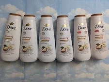 LOT (6) DOVE PAMPERING SHEA BUTTER & VANILLA BODY WASH    20 FL OZ