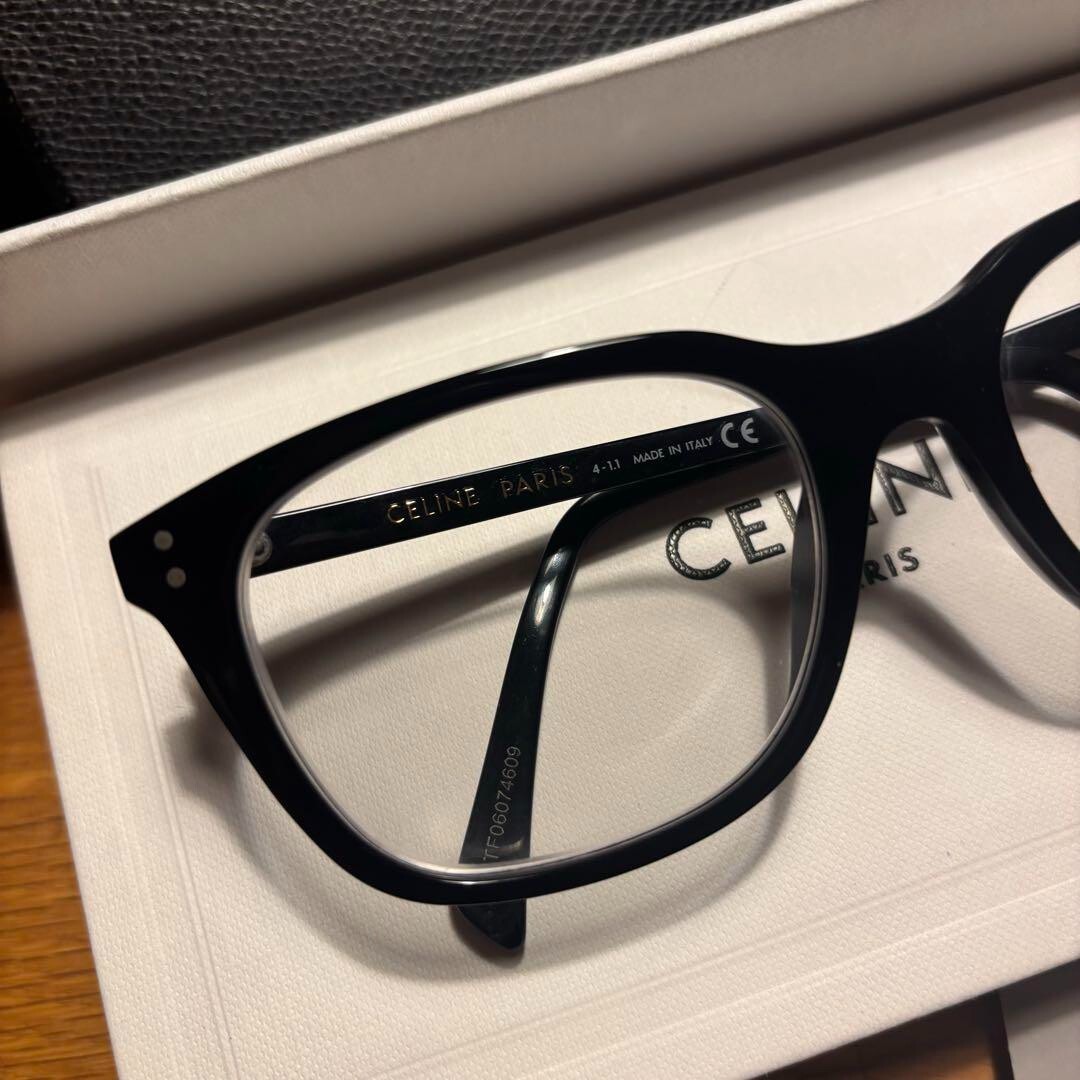CELINE Square Shape Glasses Eyewear CL500821 001 Black Resin