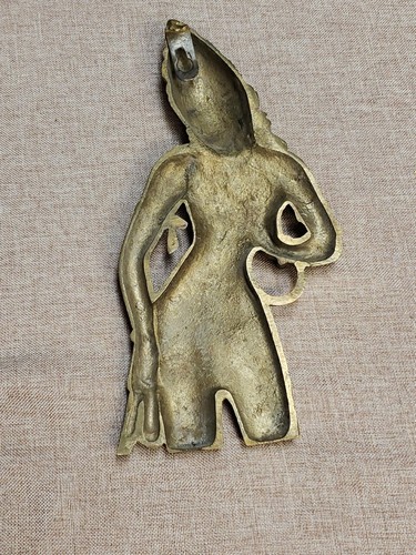 Antique Old Brass Engraved Young Buddha Figurine Wall Decor - Picture 2 of 6