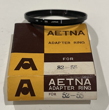 Vintage Aetna 52-55mm Adapter Ring Metal Step Up Lens Filter Converter w box