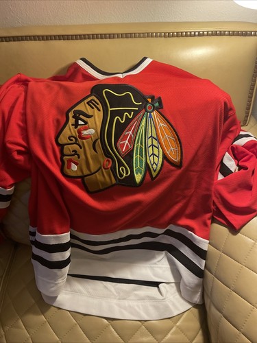 Sweat à Capuche Vintage CCM NHL Chicago Blackhawks, Taille XL Homme, Noir