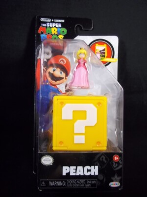 Nintendo Super Mario Bros Movie 1'' Peach figure & question cube scene NEW