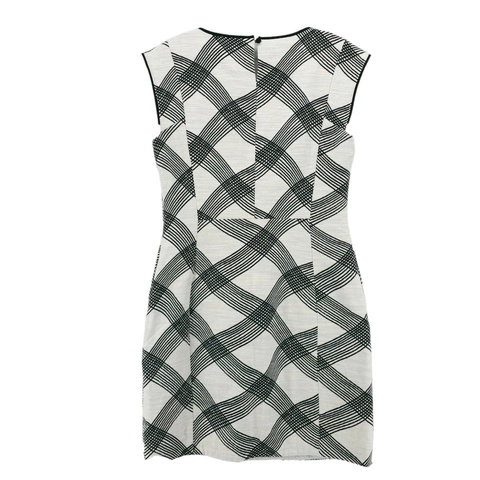 Reiss Antibes Multi Checkered Dress Black Cream Geometric Wave Textured US 8 - Image 4 of 4