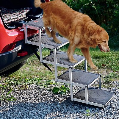 Dog Car Ramp for Large Dogs, Lightweight Dog Stairs Support up to 150Lbs,  Steps