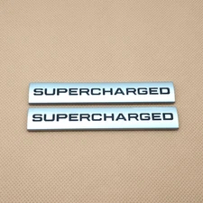 2x Metal Chrome SUPERCHARGED Badge Side Fender Car Trunk Emblem Sticker Decal