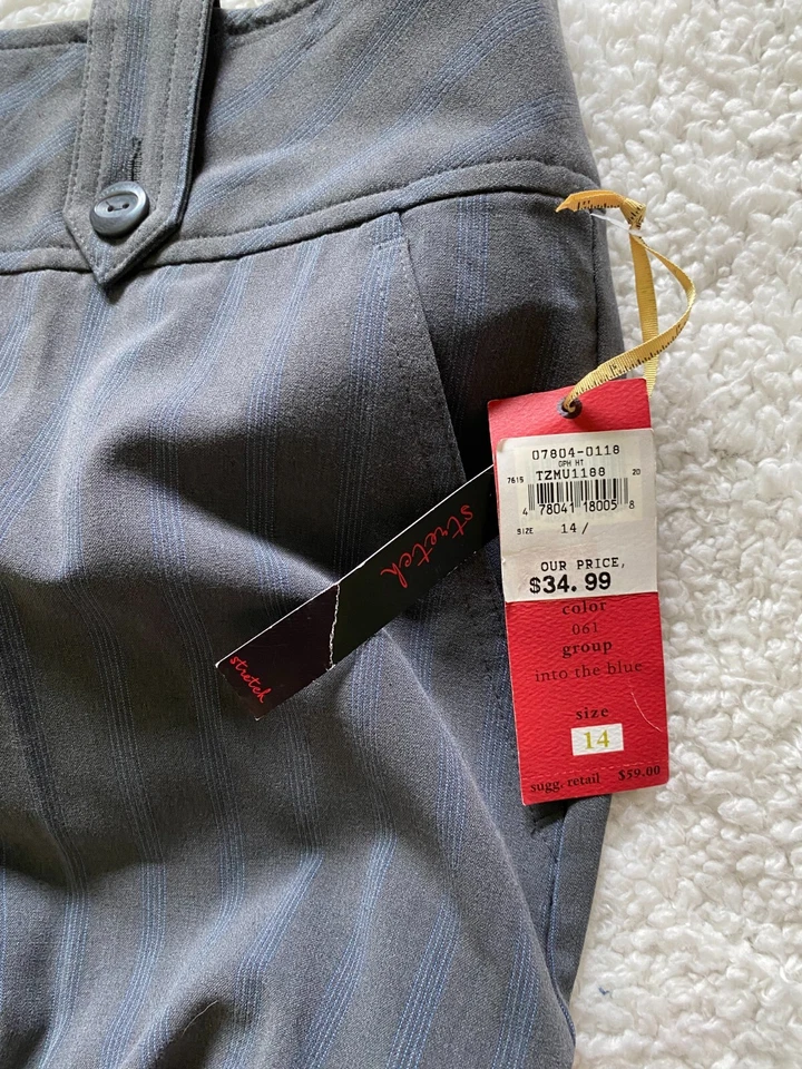 Pantalones grises a rayas rectas talla 14 Tapemeasure para mujer (B3) Foto 4 de 4