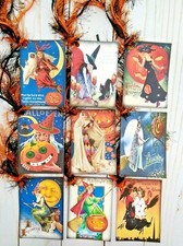 9 Retro Style Halloween Handmade Gift Tags Scrapbooks Junk Journals Crafts