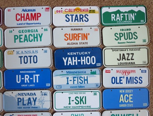 Vintage 1986 Post Cereal Wheaties Mini Bike State Metal License Plate Sign TG - 第 3/5 張圖片