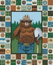Smokey the Bear Only you can prevent Forest Fires panel cotton Riley Blake