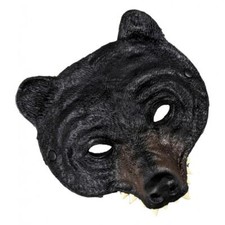 Black Bear Mask Soft PU with Wide Strap Comfortable Fancy Dress Costume