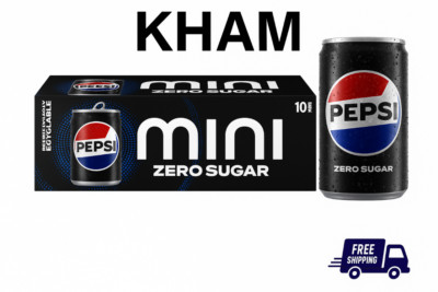 Pepsi Cola Zero Sugar Soda Pop, 7.5 fl oz, 10 Pack Mini Cans SAMEDAY SHIPP!!!