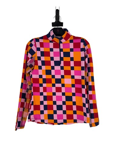 IBKUL Women's Multicolored Long Sleeve Mock Neck Active Polo Shirt Size XS