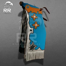 Bull Riding Pro Rodeo Chaps cowhide Leather Bronco Show Adult fringe chap