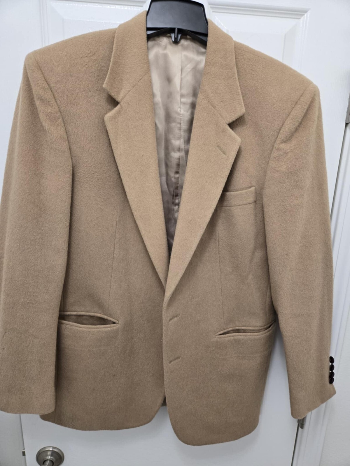 Giacca blazer giacca tuta uomo Varsity Club Savile fila TAN capelli cammello 42 LUNGO