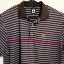FootJoy Shirt Mens Large Short Sleeve Golf Polo Performance Brown Gray Stripes